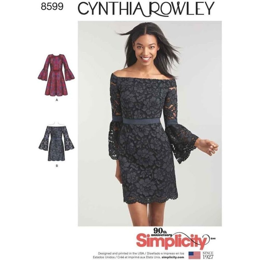 Simplicity Sewing Pattern 8599 Dress Flared Sleeve Cynthia Rowley‎ Sizes 4-12